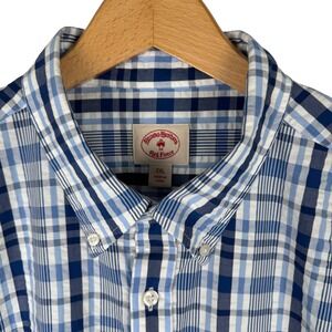 Brooks Brothers Red Fleece Seersucker Shirt Mens XXL Blue Plaid Button Down